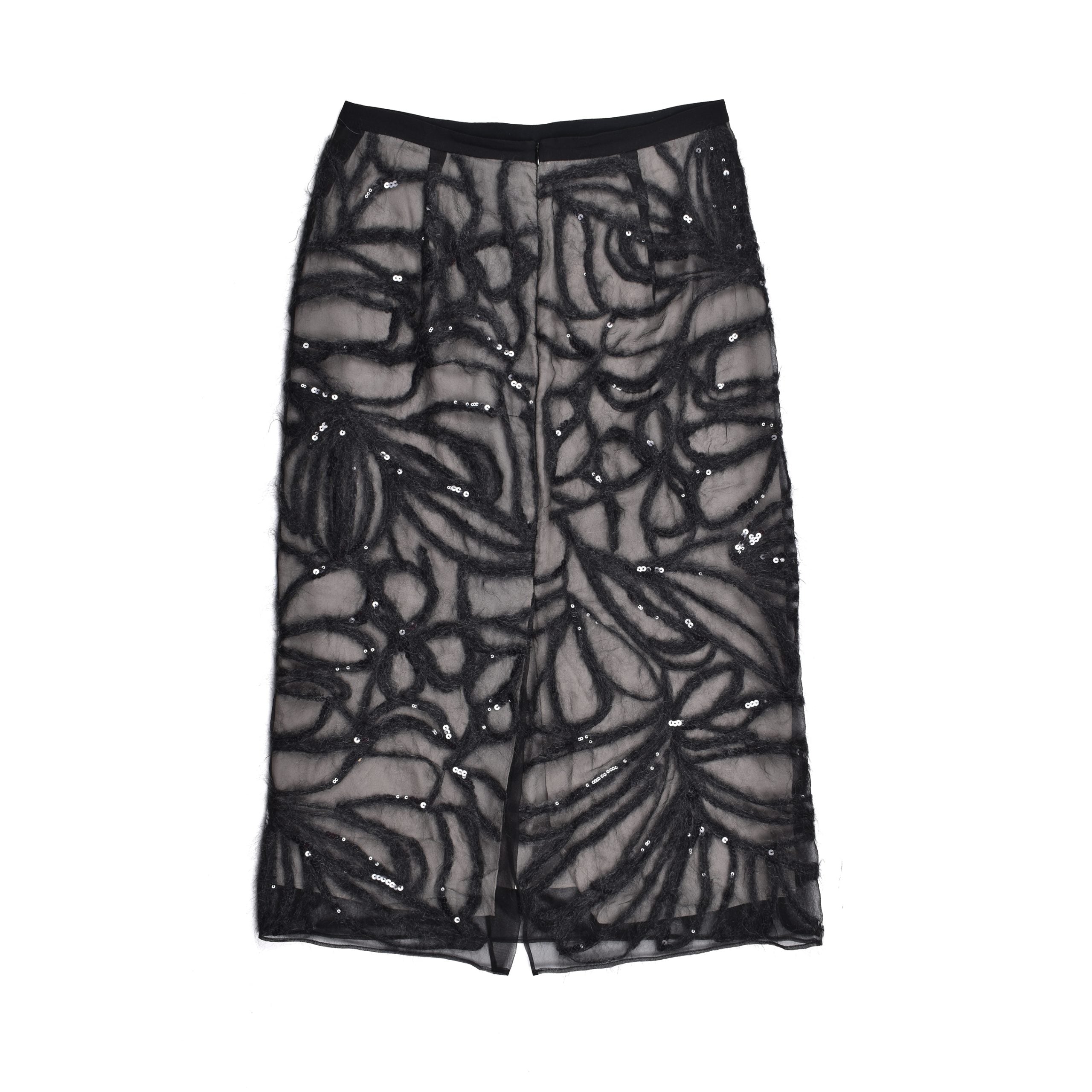 Brunello Cucinelli Black Silk Midi Skirt