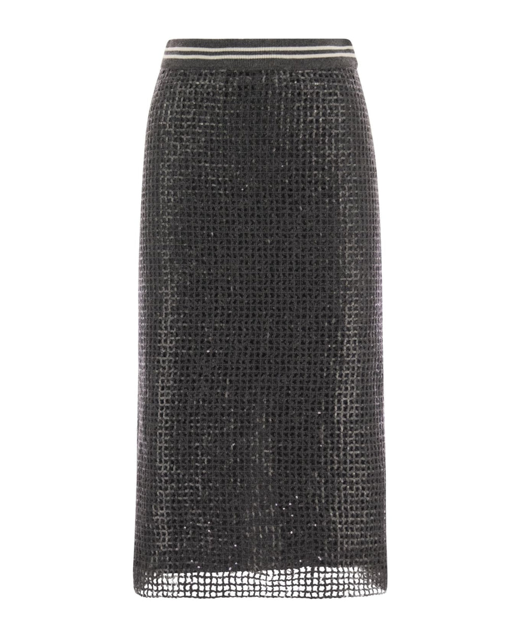 Brunello Cucinelli Gray Acetate Long Skirt