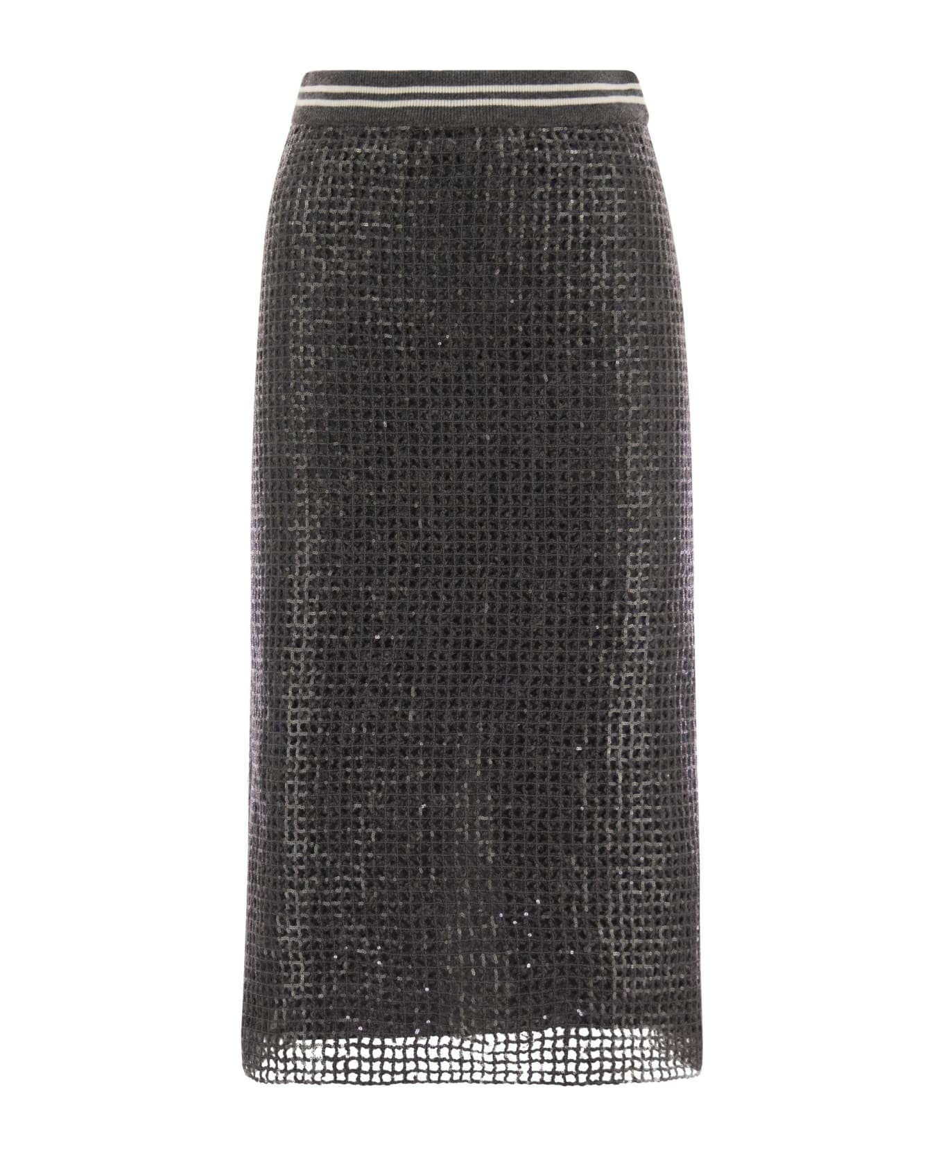 Brunello Cucinelli Gray Acetate Long Skirt