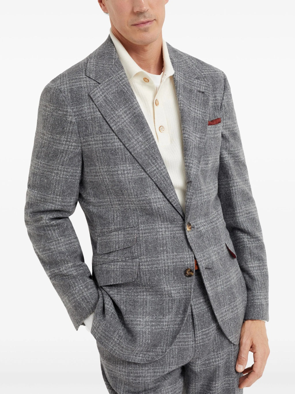 Brunello Cucinelli Gray Silk Blazer