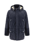Brunello Cucinelli Blue Leather Jacket