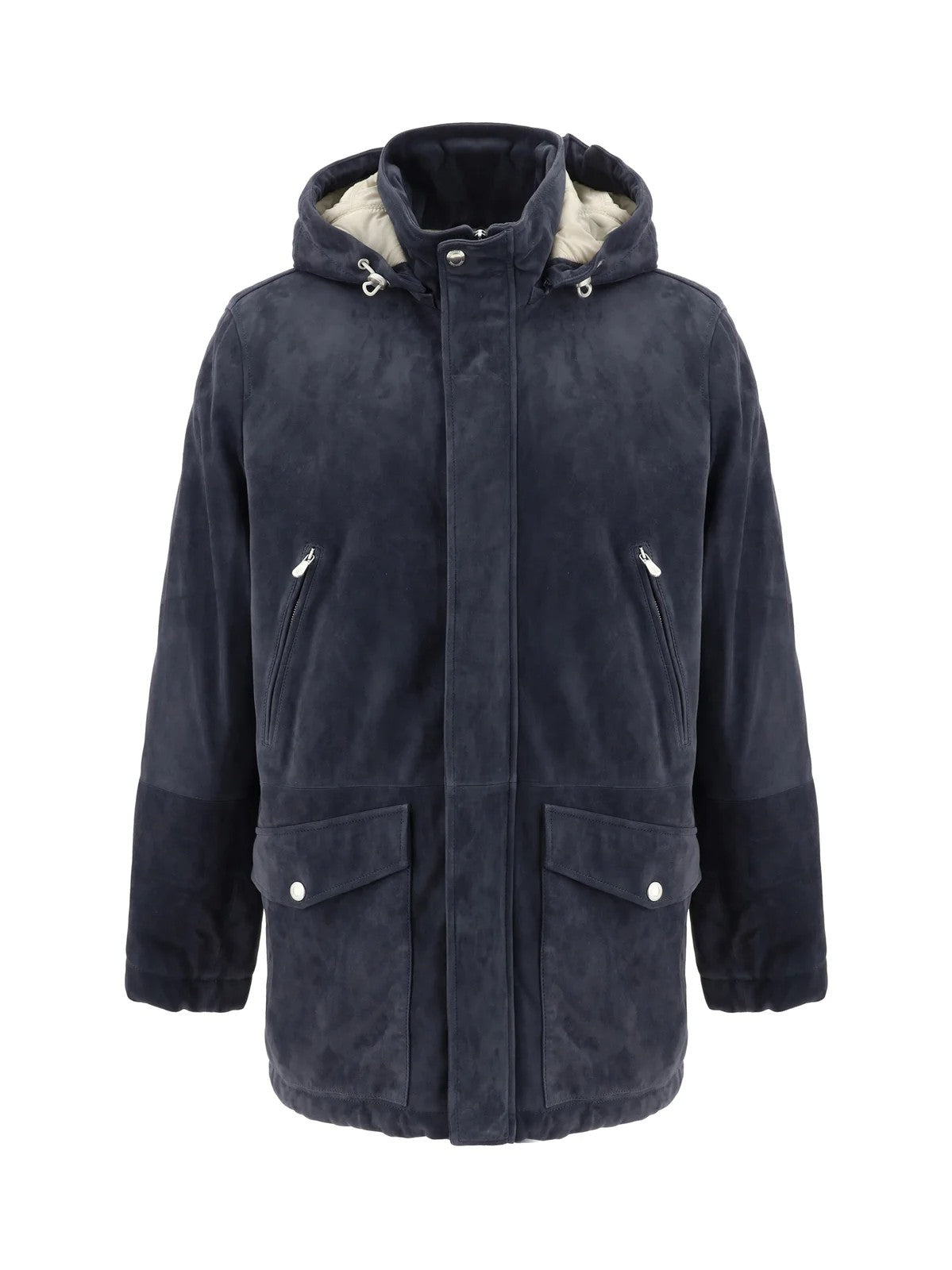 Brunello Cucinelli Blue Leather Jacket