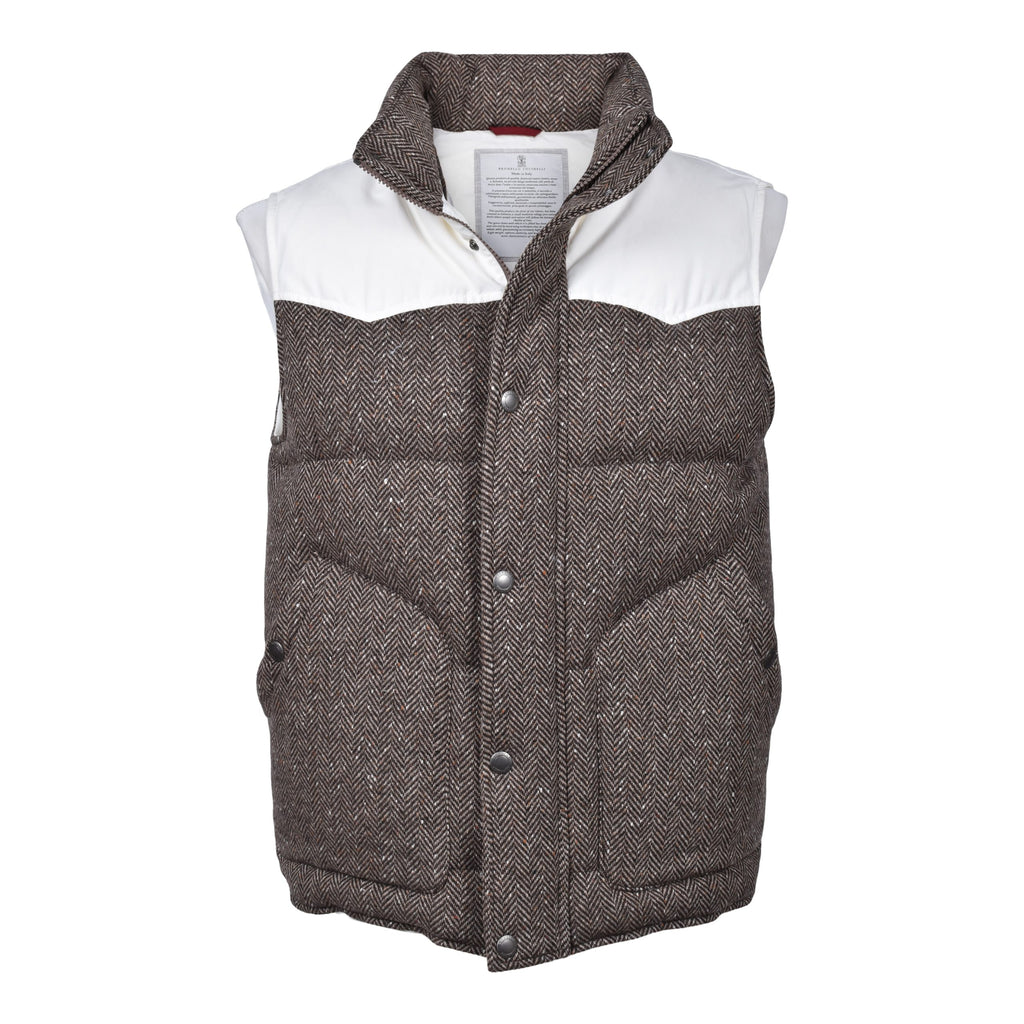 Brunello Cucinelli Brown Wool Sleveless Jacket