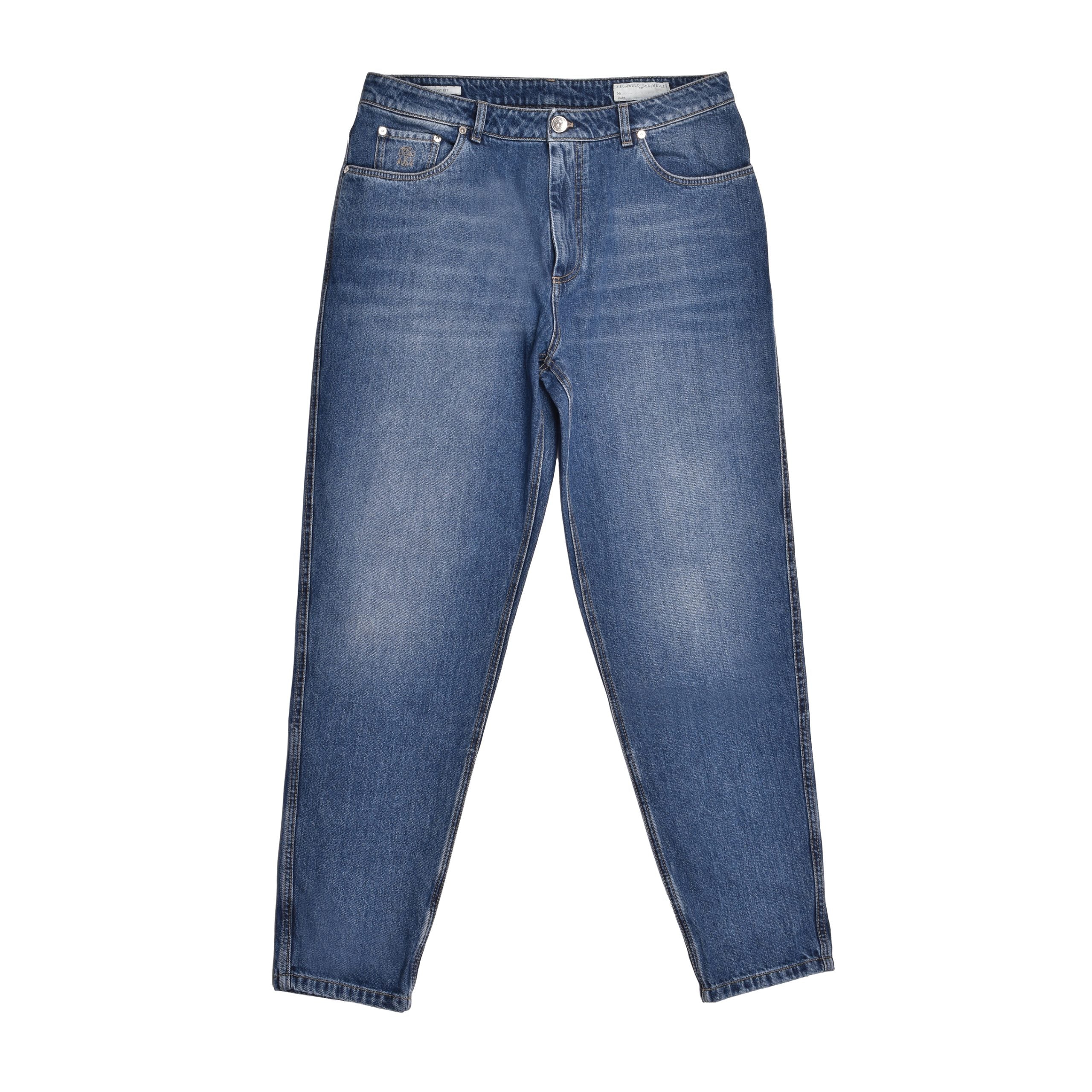Brunello Cucinelli Blue Cotton Relaxed Fit Jeans