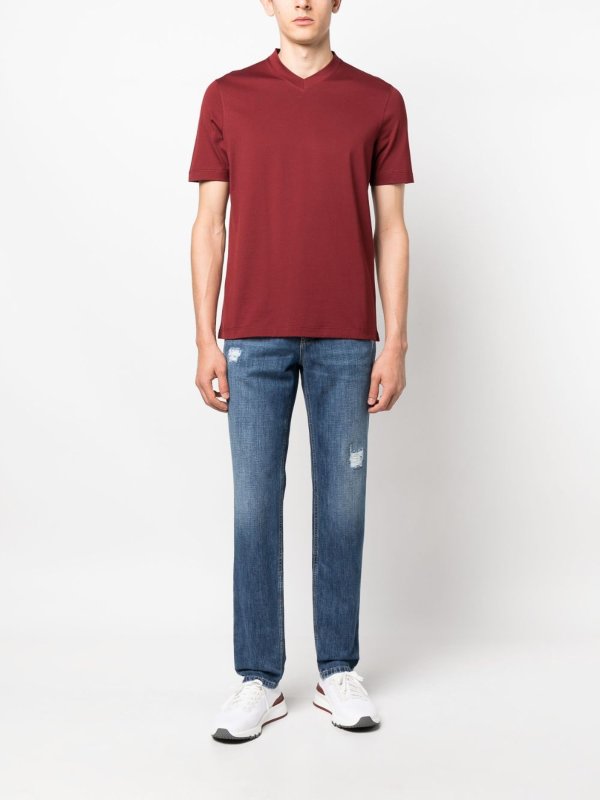 Brunello Cucinelli Blue Cotton Straight-Leg Jeans