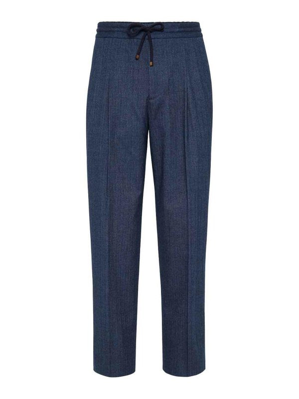 Brunello Cucinelli Blue Cotton Pants