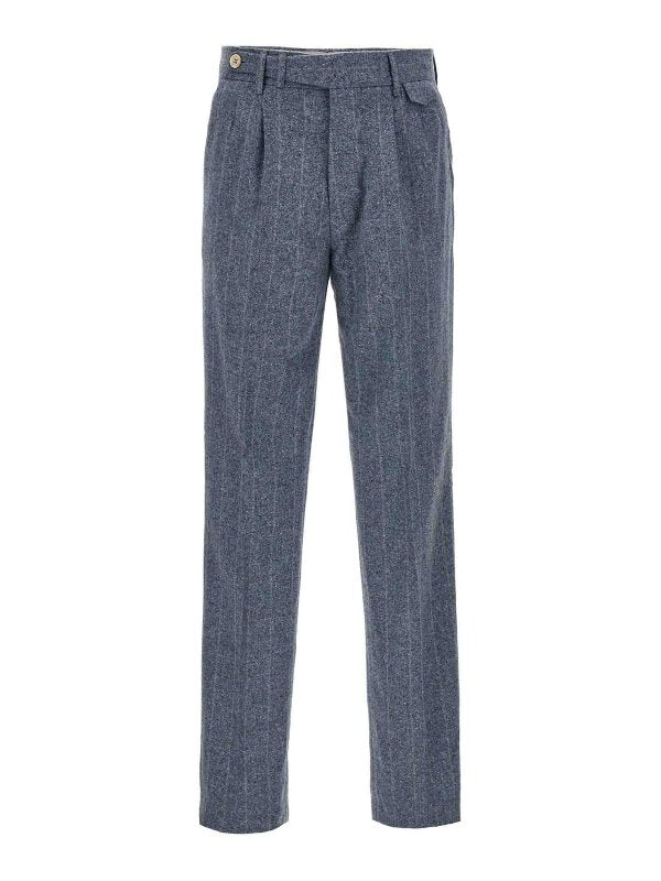 Brunello Cucinelli Blue Silk Casual Pants