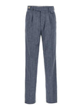 Brunello Cucinelli Blue Silk Casual Pants