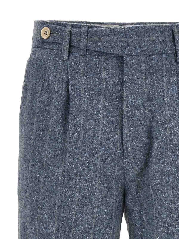 Brunello Cucinelli Blue Silk Casual Pants
