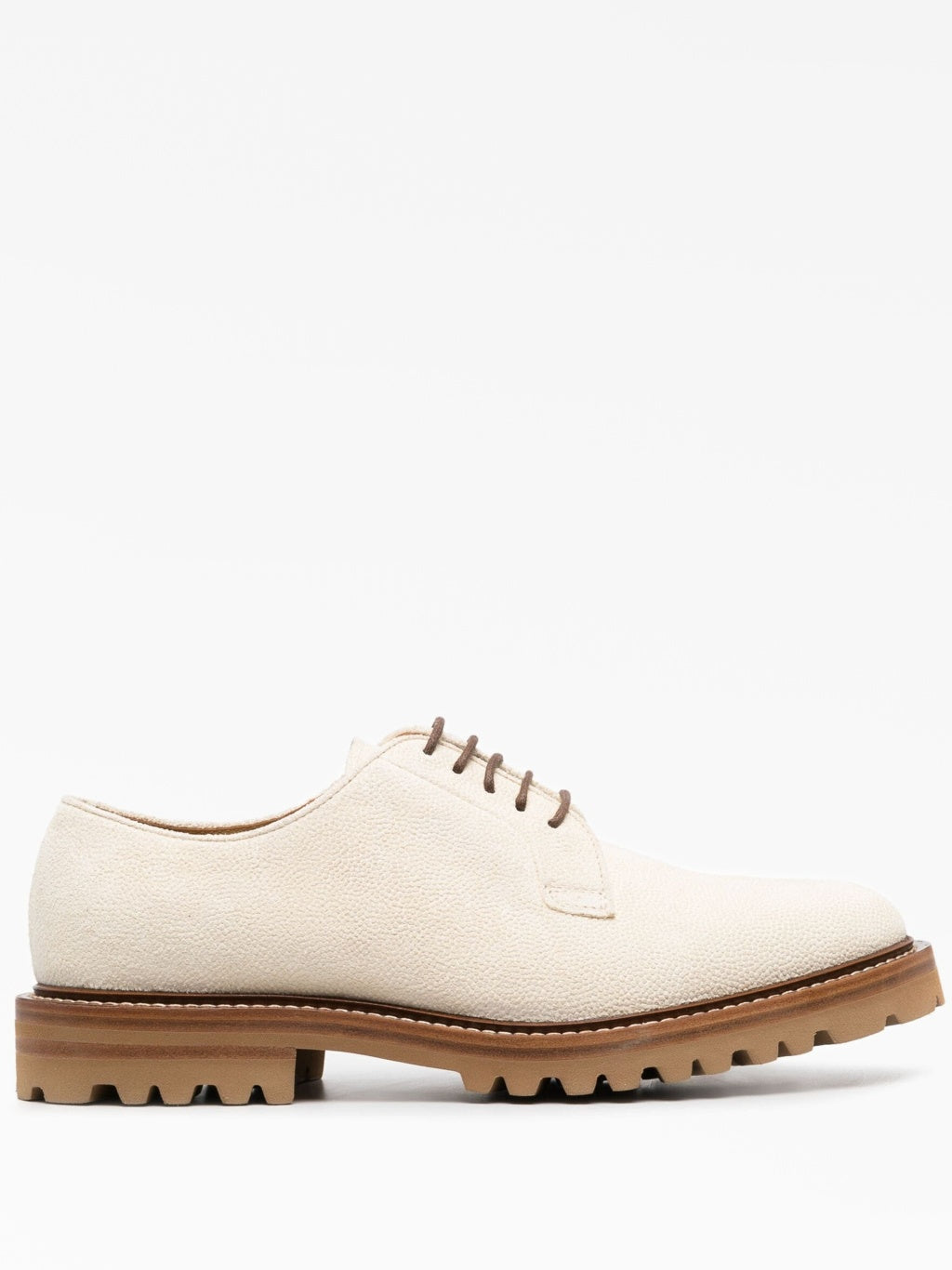 Brunello Cucinelli Beige Leather Oxfords And Derbies