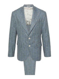 Brunello Cucinelli Blue Silk Two-Piece Suit