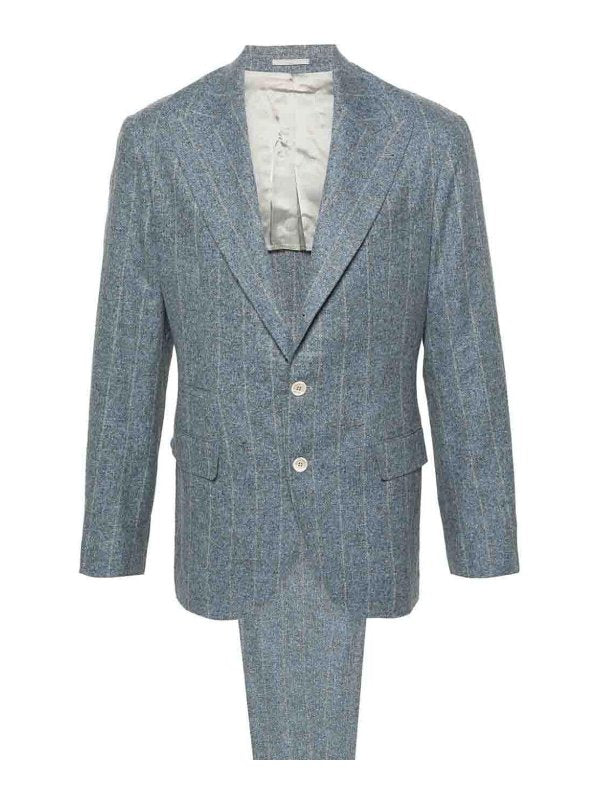 Brunello Cucinelli Blue Silk Two-Piece Suit