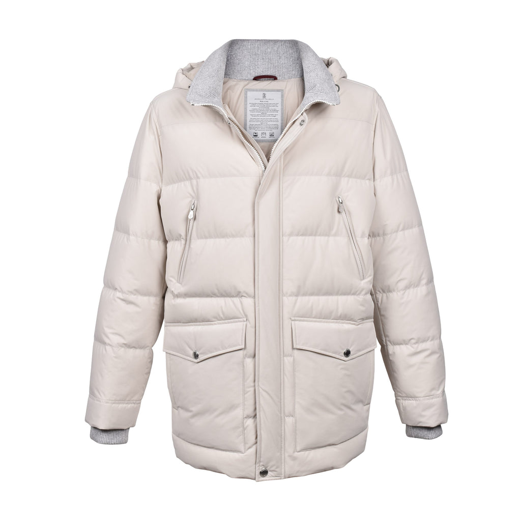 Brunello Cucinelli White Polyamide Full-Length Jacket