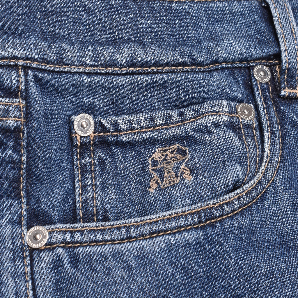 Brunello Cucinelli Blue Cotton Straight-Leg Jeans