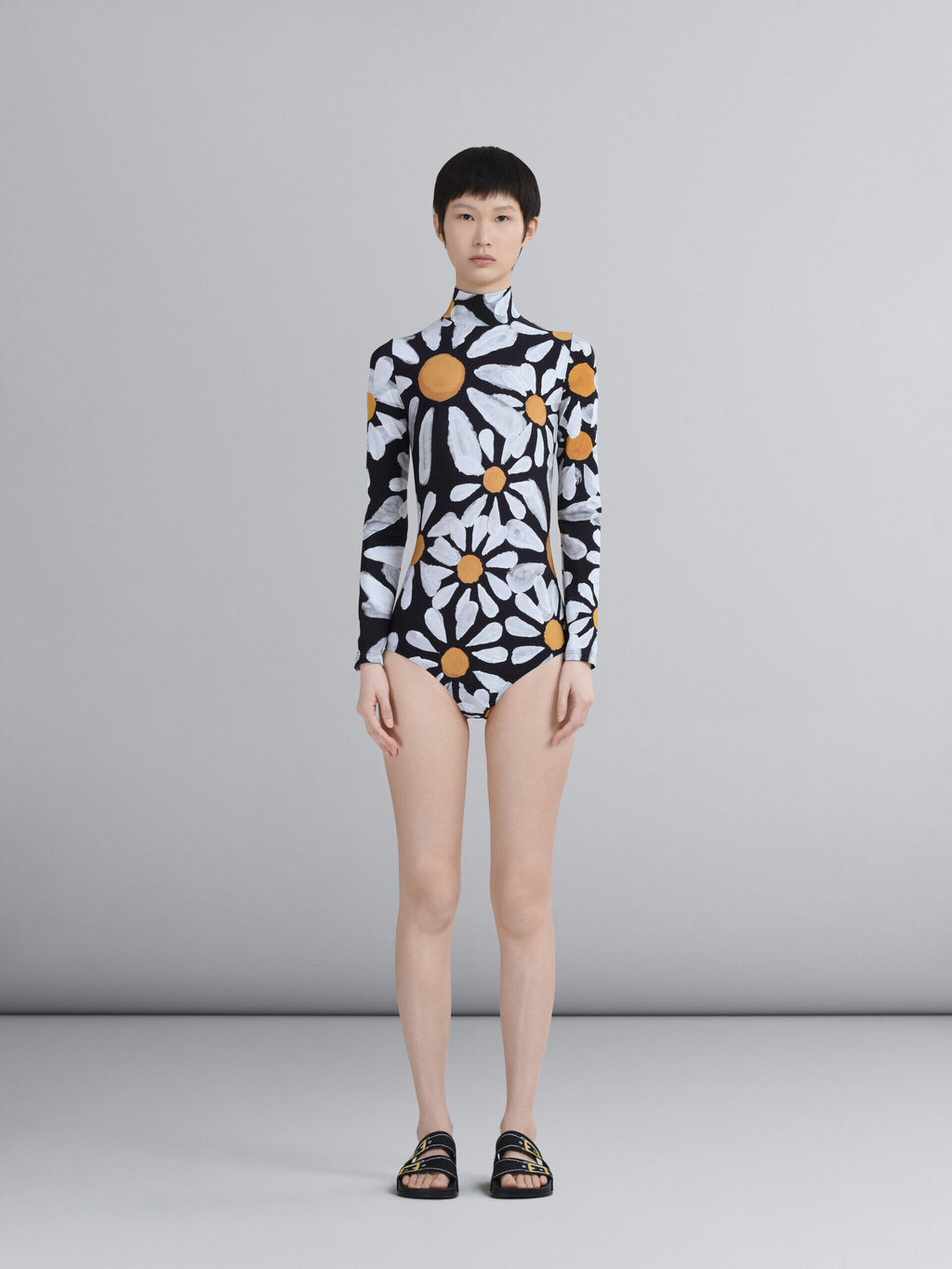 Marni Black Fibres One-Piece Swimsuit