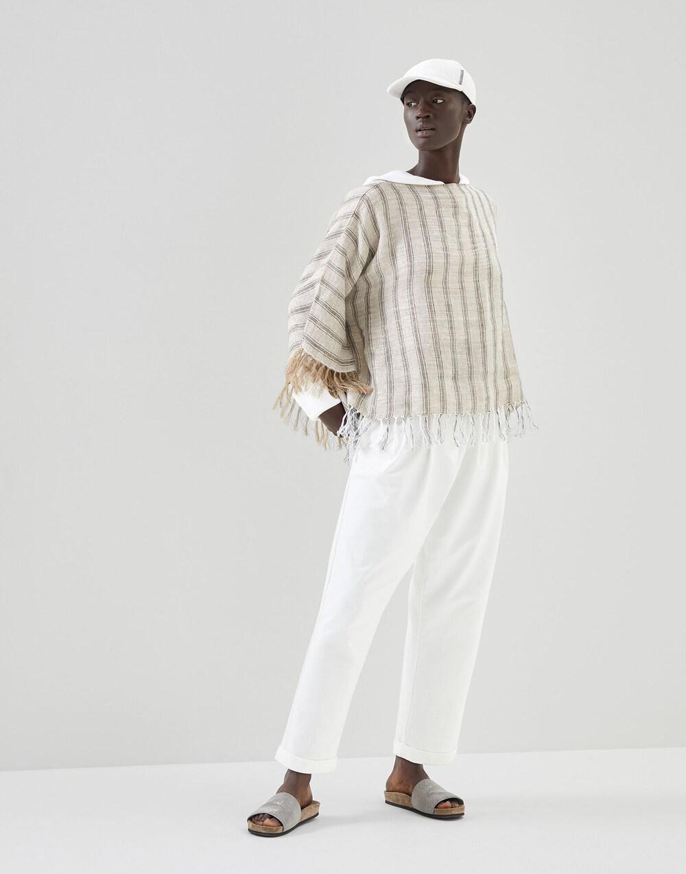 Brunello Cucinelli Black Linen Poncho