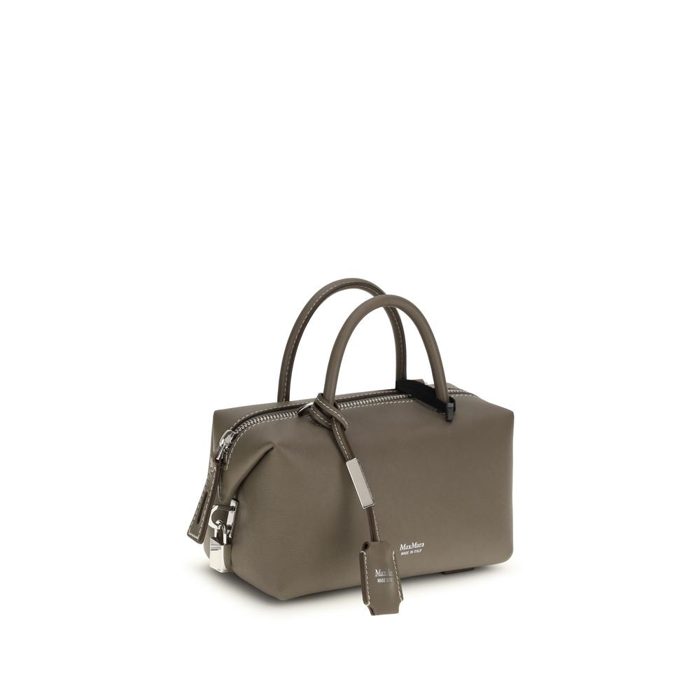 Max Mara Gray Calf Leather Bos Taurus Scarf