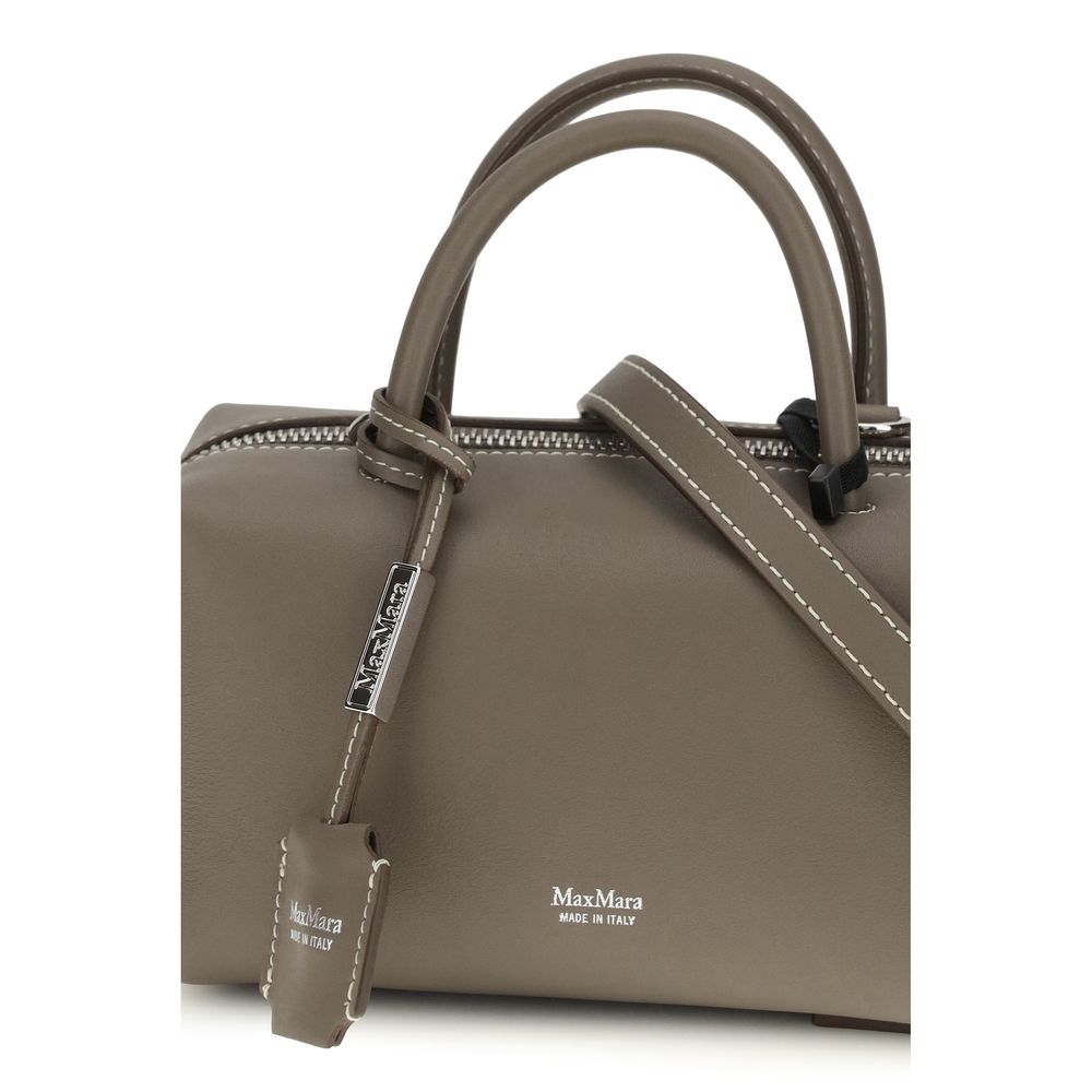 Max Mara Gray Calf Leather Bos Taurus Scarf