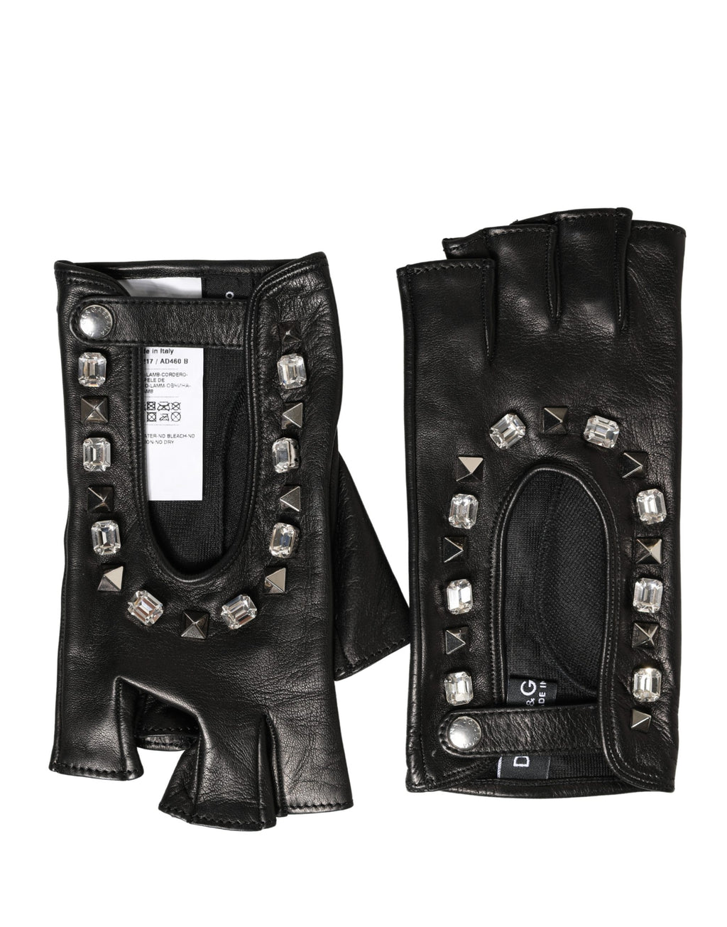 Dolce & Gabbana Damen Schwarze, verzierte Fausthandschuhe in Handgelenkslänge