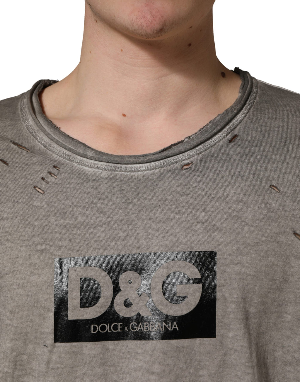 Dolce & Gabbana Gray DG Logo Print Cotton Round Neck T-shirt