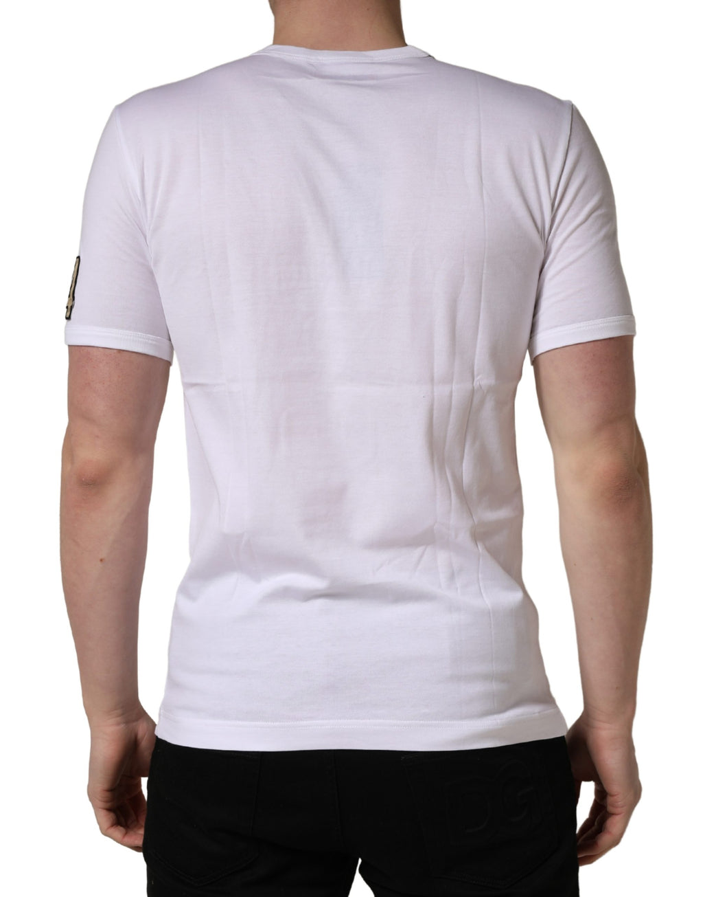 Dolce & Gabbana White DG King Royal Crew Neck Cotton  T-shirt