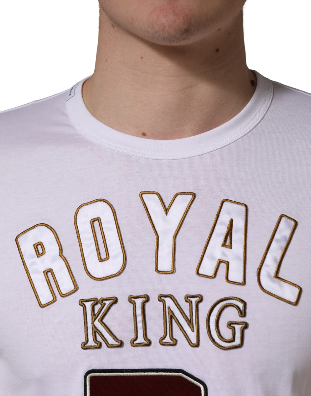 Dolce & Gabbana White DG King Royal Crew Neck Cotton  T-shirt