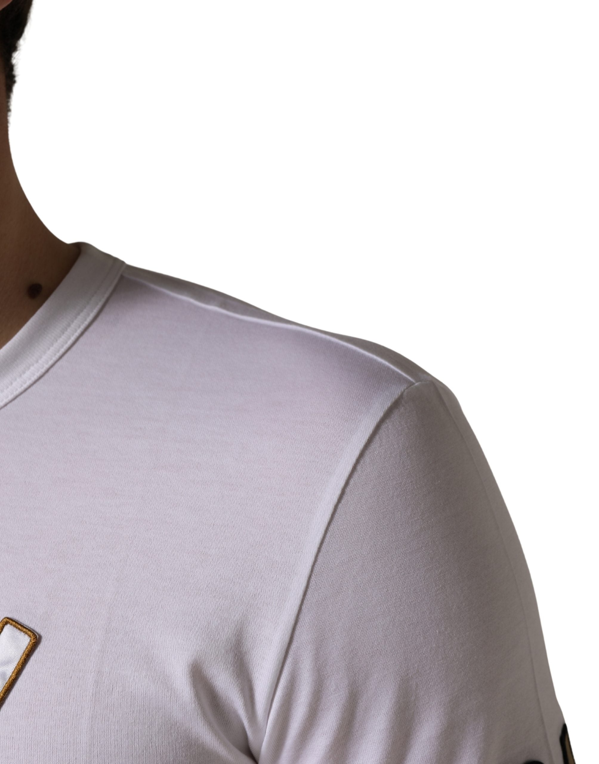 Dolce & Gabbana White DG King Royal Crew Neck Cotton  T-shirt