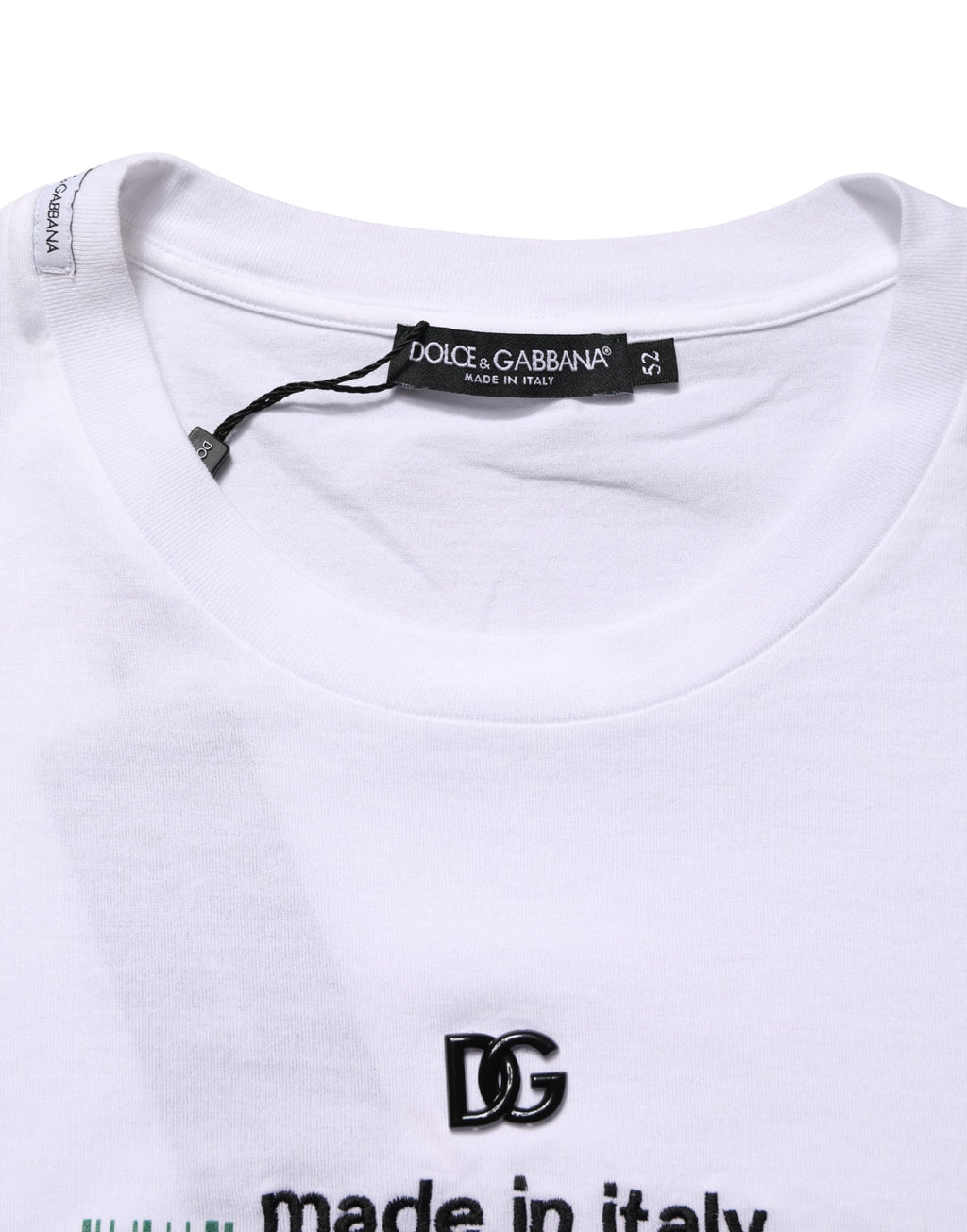 Dolce & Gabbana White Barcode Print Cotton Crew Neck T-shirt