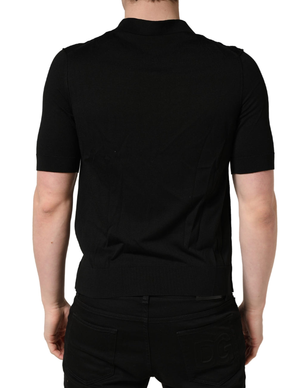 Dolce & Gabbana Black Wool Short Sleeves Men Polo  T-shirt