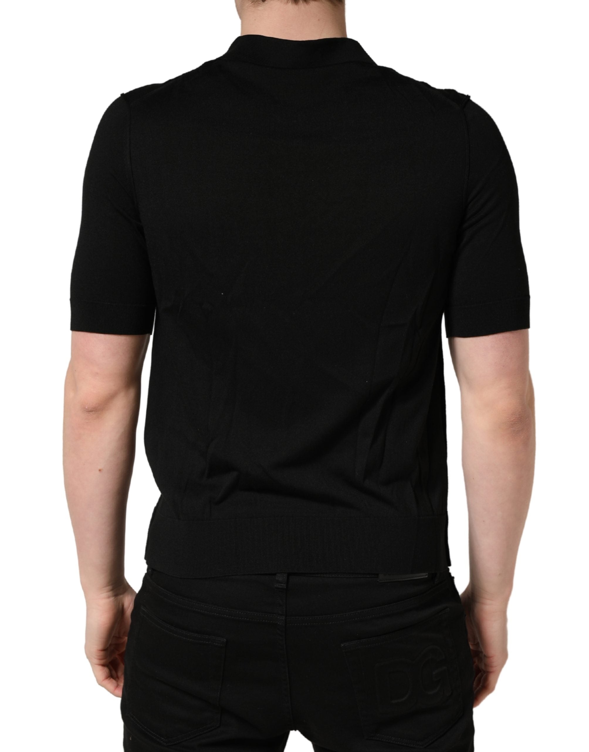 Dolce & Gabbana Black Wool Short Sleeves Men Polo  T-shirt
