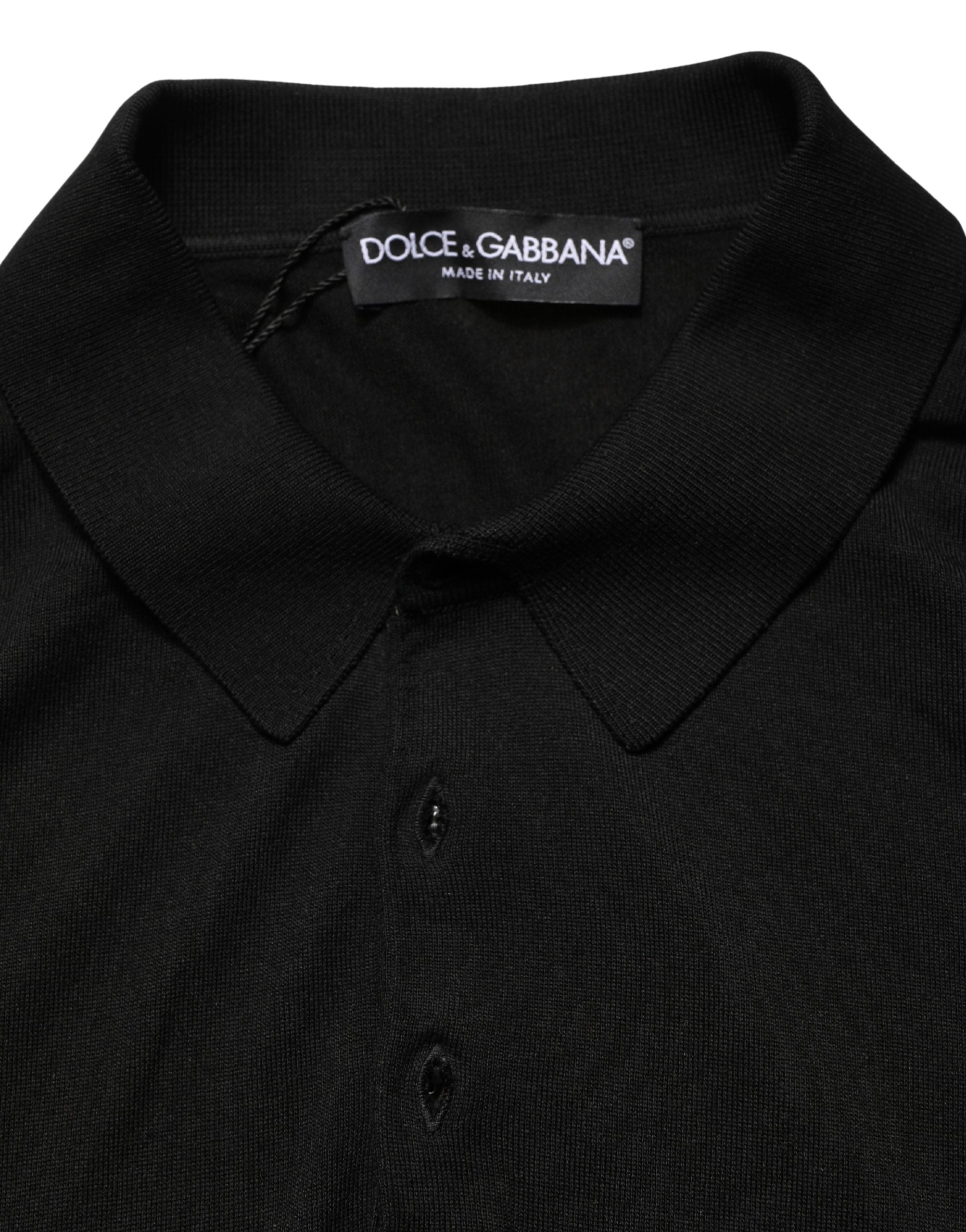 Dolce & Gabbana Black Wool Short Sleeves Men Polo  T-shirt