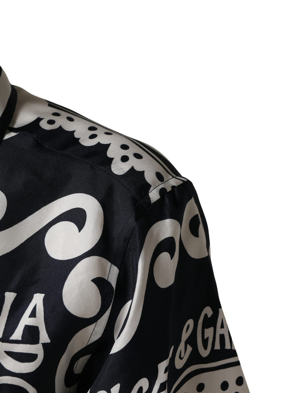 Dolce & Gabbana Black White Marina Print Silk Hawaii Shirt