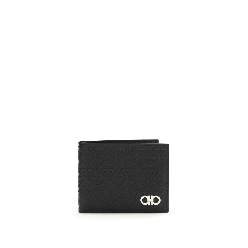 Ferragamo Black Calf Leather Bos Taurus Wallet