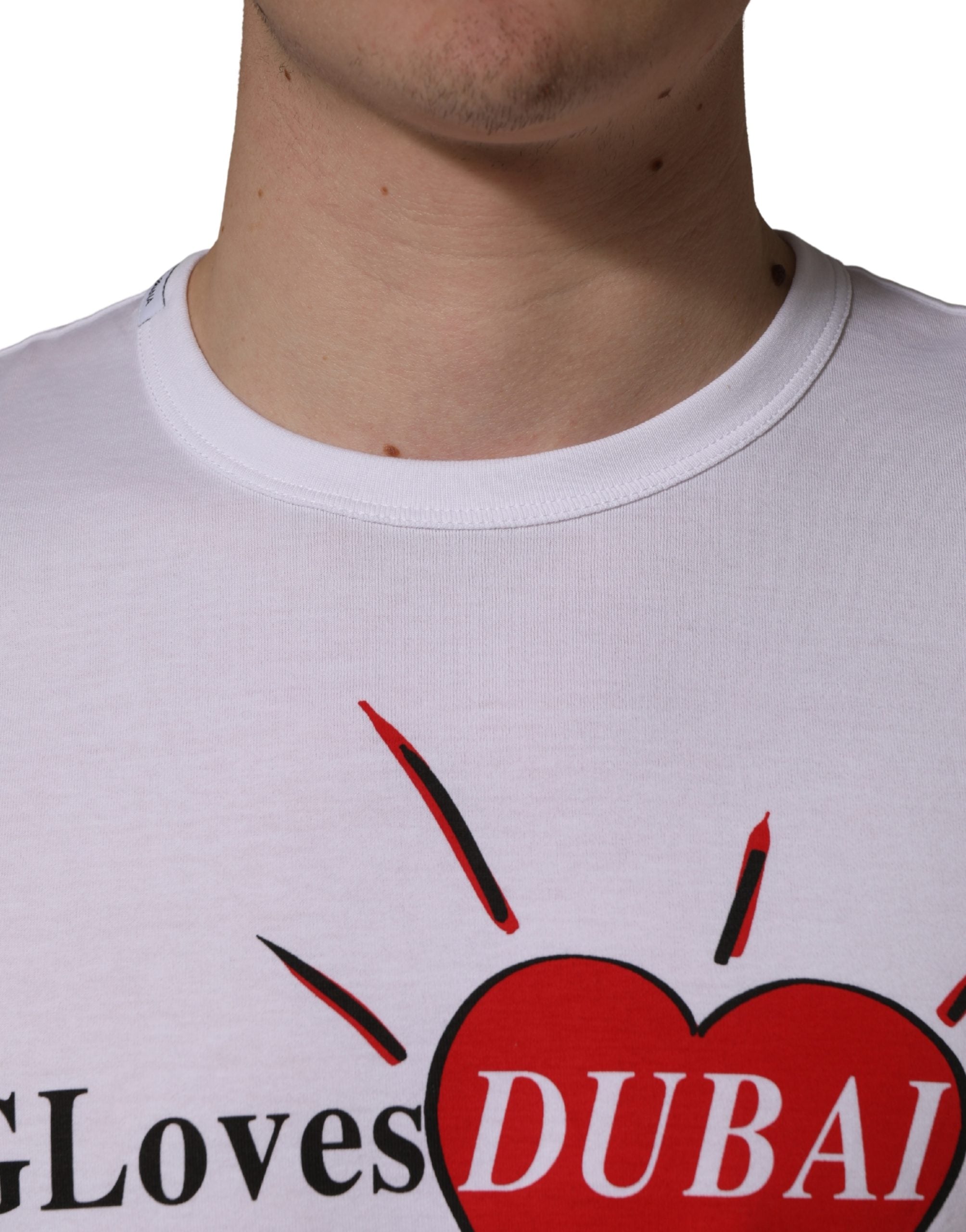Dolce & Gabbana White #DGLovesDUBAI Cotton Crew Neck T-shirt