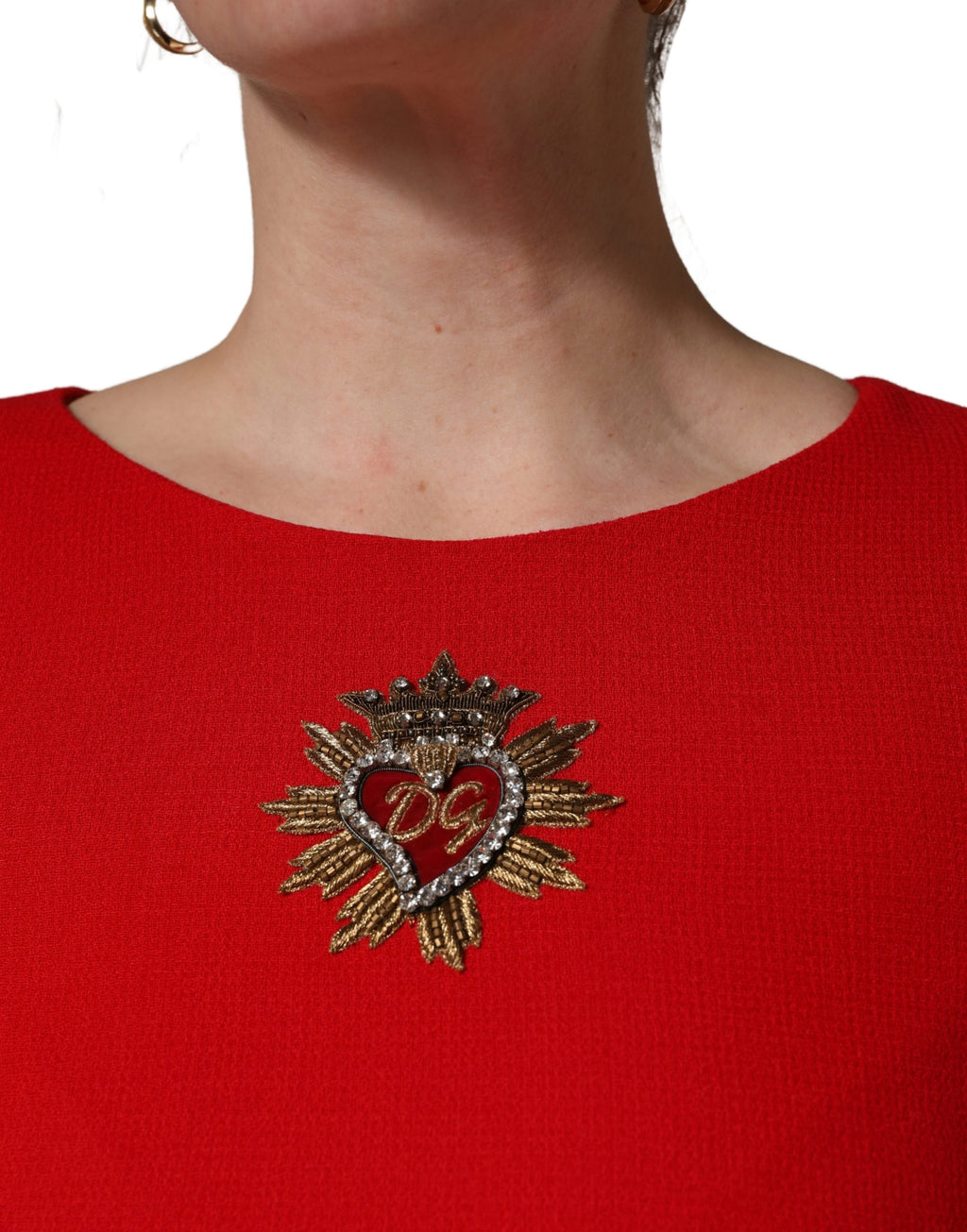 Dolce & Gabbana Mini-Wollkleid mit rotem Herz und Verzierungen