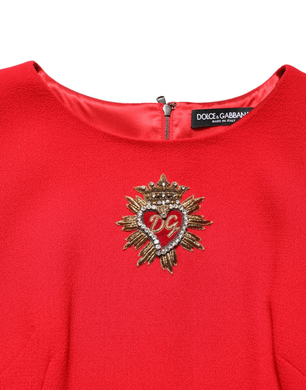 Dolce & Gabbana Mini-Wollkleid mit rotem Herz und Verzierungen