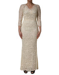 Dolce & Gabbana Off-White Maxikleid aus floraler Spitze