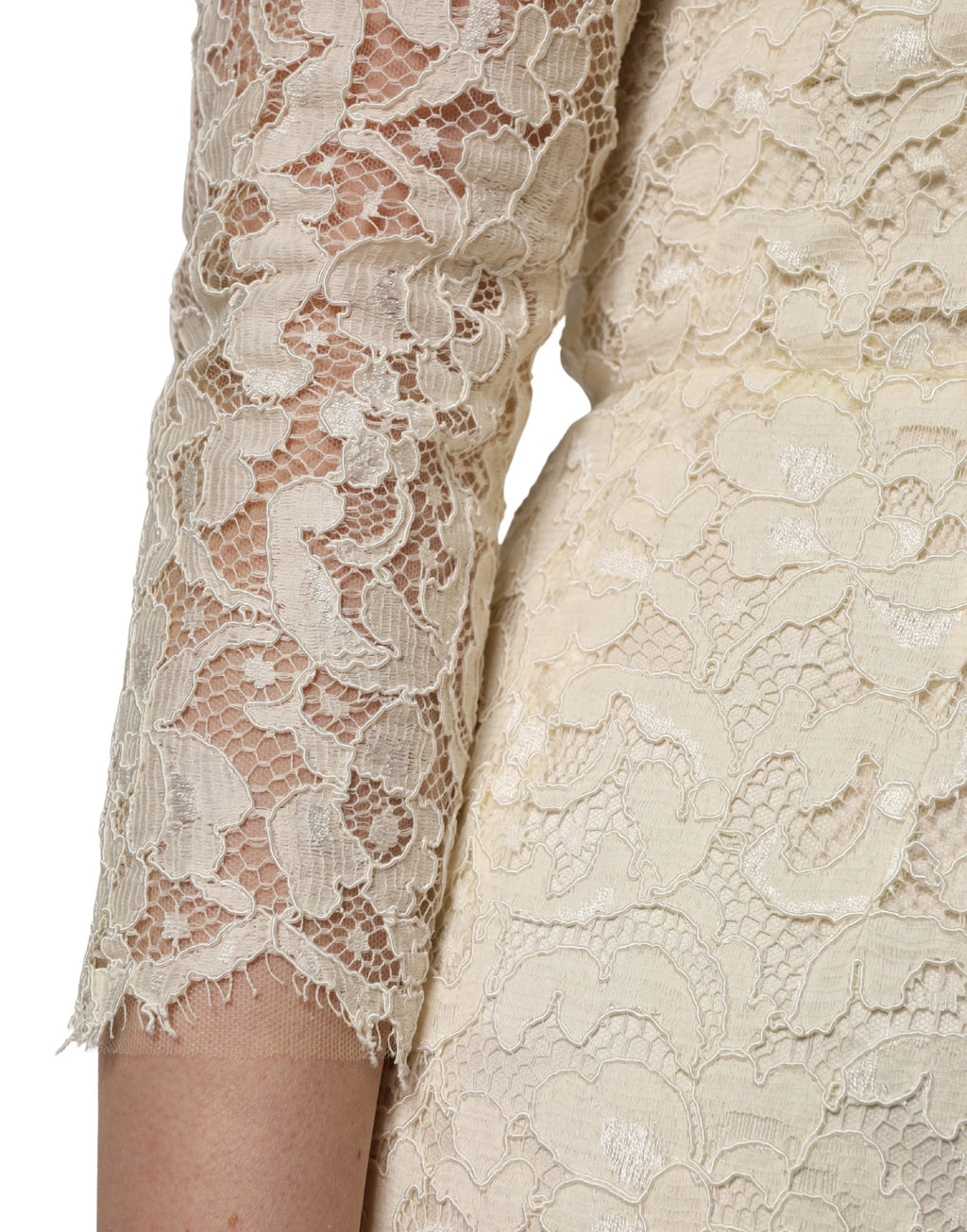 Dolce & Gabbana Off-White Maxikleid aus floraler Spitze