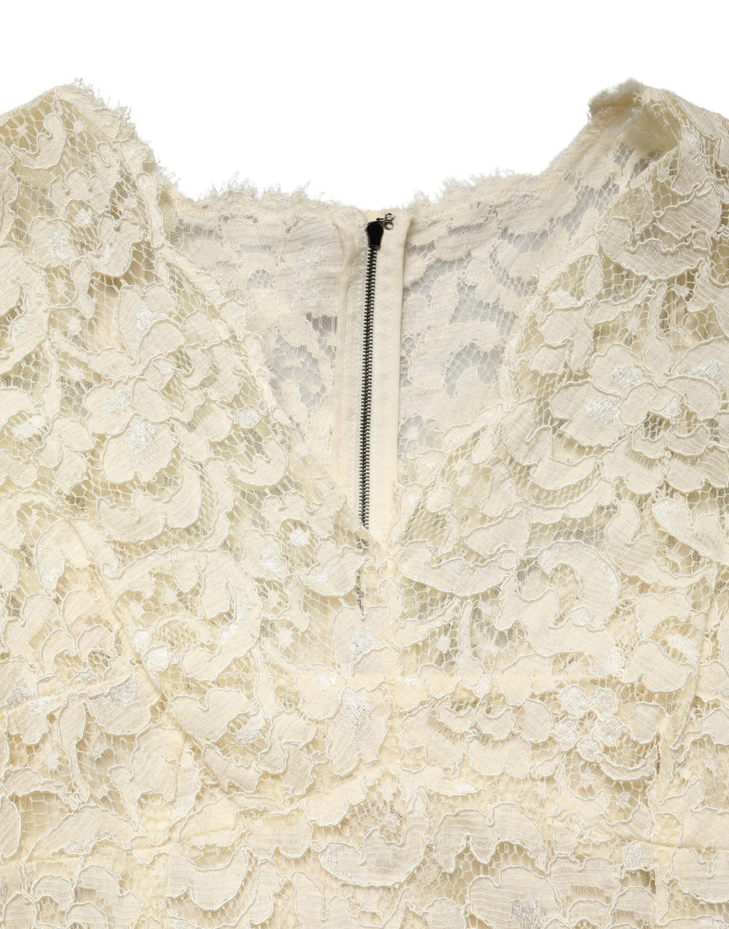 Dolce & Gabbana Off-White Maxikleid aus floraler Spitze