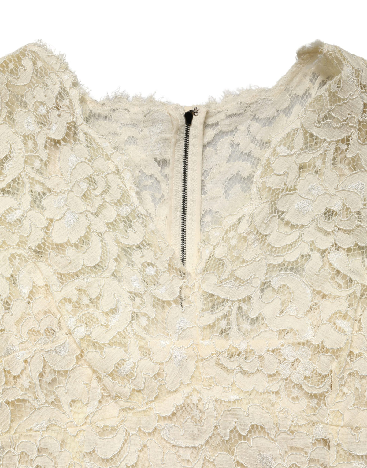Dolce & Gabbana Off-White Maxikleid aus floraler Spitze