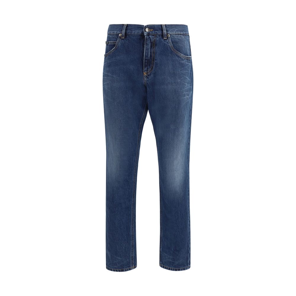 Dolce & Gabbana Blue Cotton Straight-Leg Jeans