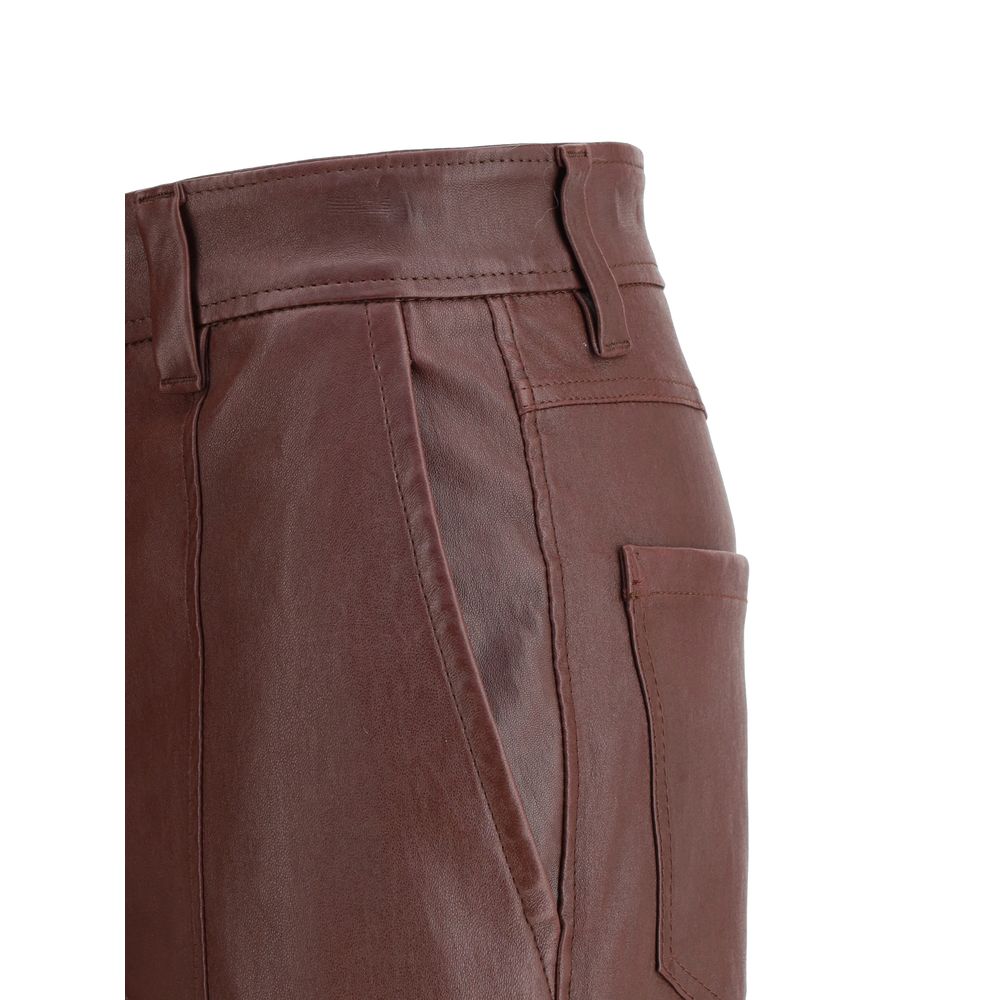 Brunello Cucinelli Bordeaux Leather Pants