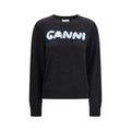 Ganni Gray Merino Wool Sweatshirt