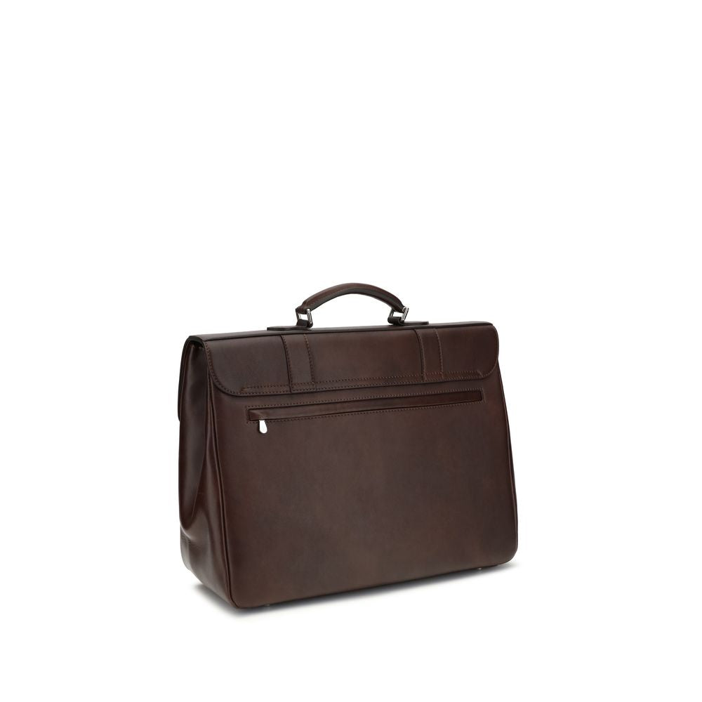 Brunello Cucinelli Bordeaux Calf Leather Bos Taurus Handbag