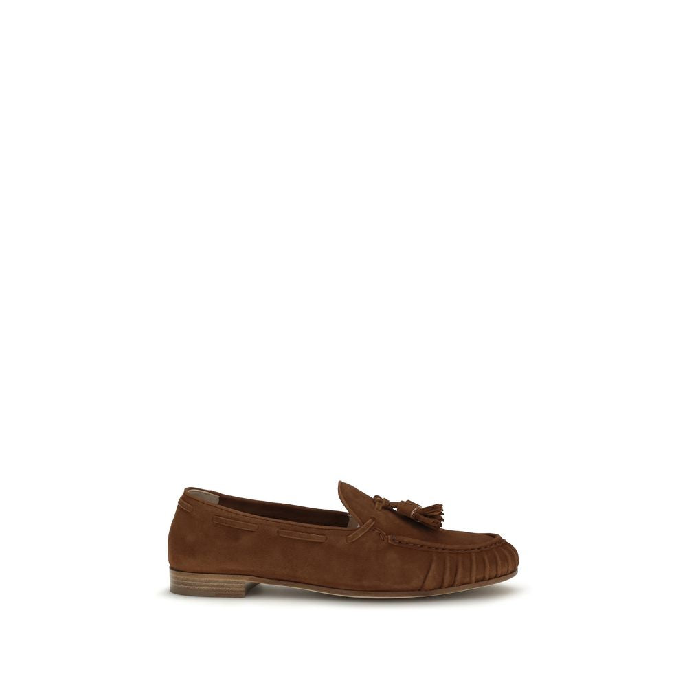 Fratelli Rossetti Brown Calf Leather Bos Taurus Slip-On Loafers