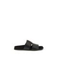 Dolce & Gabbana Black Calf Leather Bos Taurus Flat Sandals