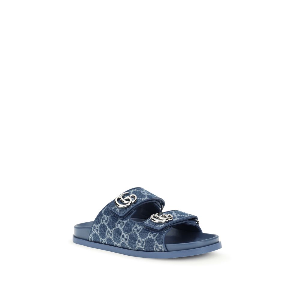 Gucci Blue Cotton Flat Sandals