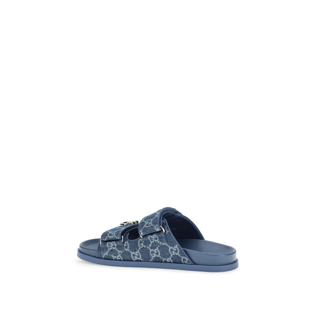 Gucci Blue Cotton Flat Sandals