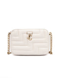 Jimmy Choo White Leather Avenue Camera Shoulder Bag