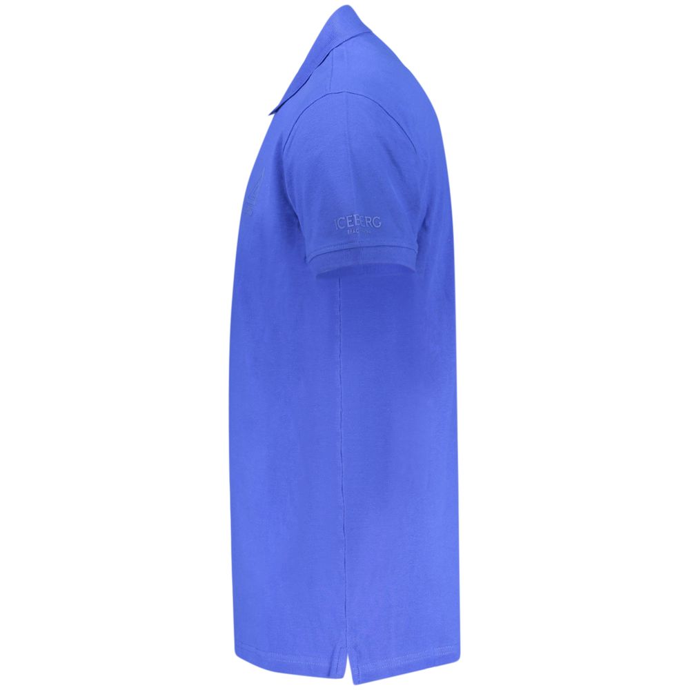 Iceberg Blue Cotton Mens Polo Shirt